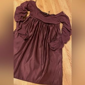 Zara Maroon Off the Shoulder Dress